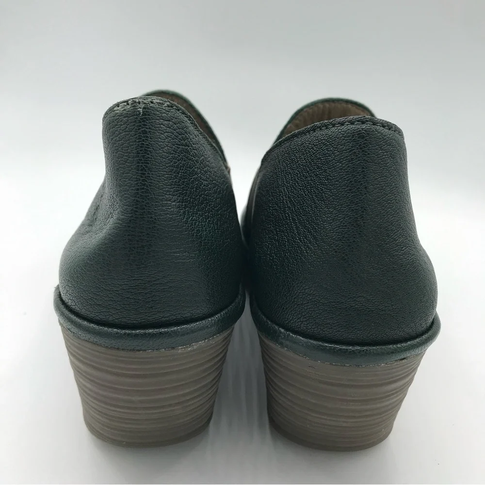 Fly London Shoes YUA Women's 39 US 8-8.5 Platform Wedges Green Leather Bootie